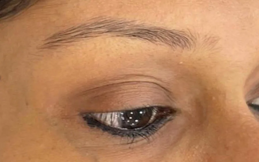 Sparse, over-plucked brows before microblading
